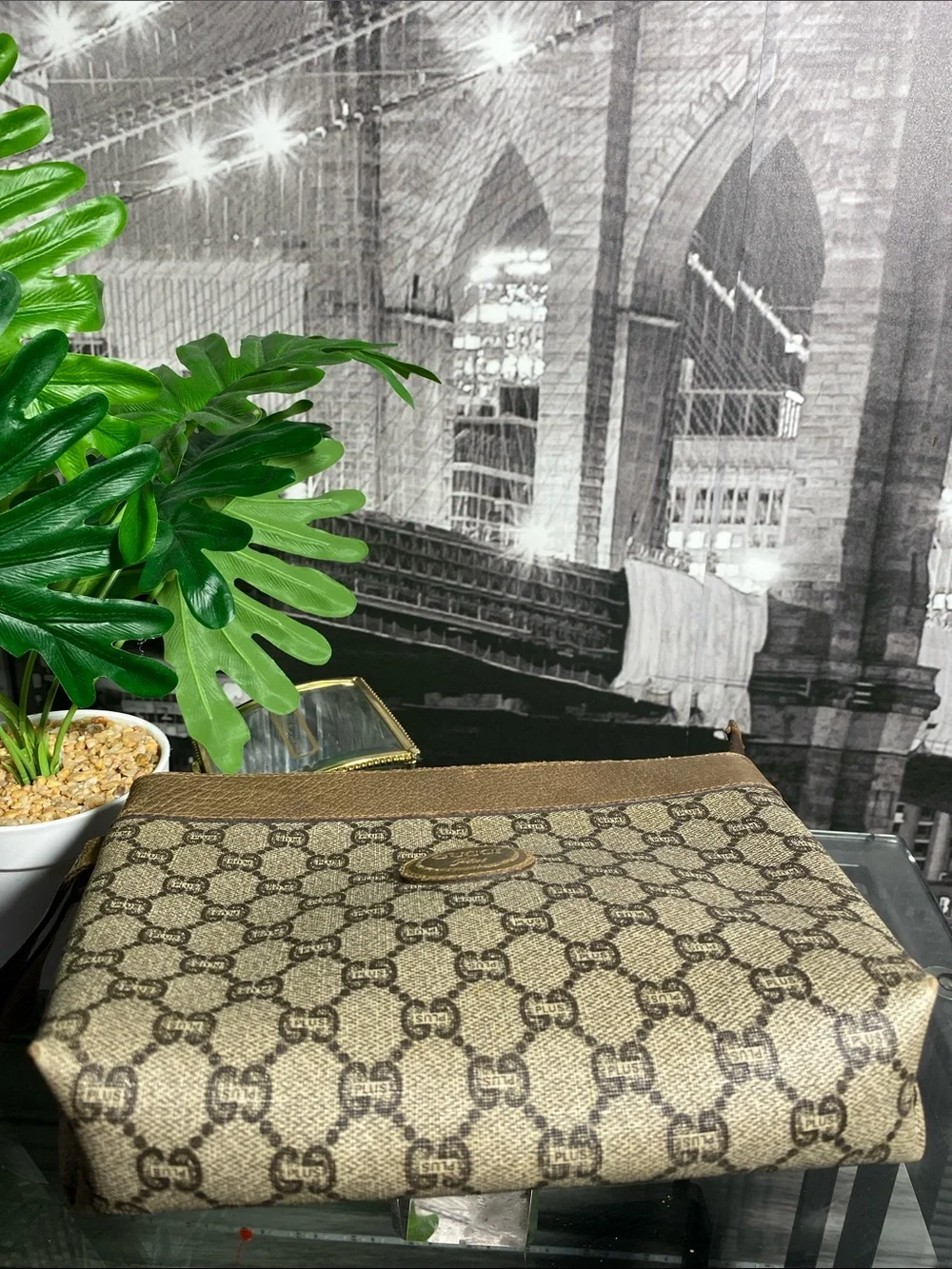 Authentic Gucci GG Plus Vintage Pouch Clutch bag